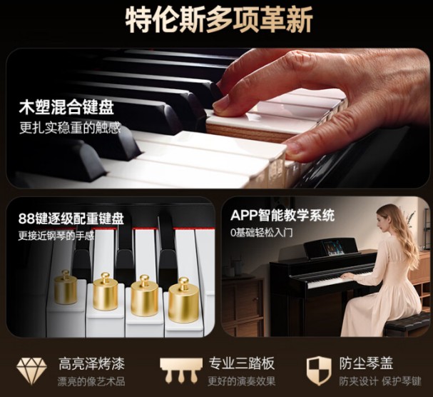 特伦斯E55旗舰款电钢琴|唤醒你心中的音乐家
